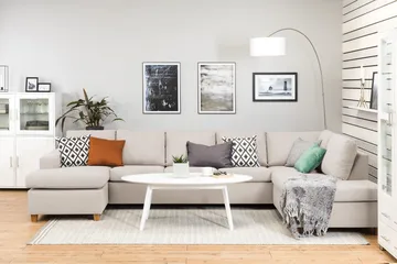 Crazy 5-sits Högervänd U-formad X-Large Soffa med Divan och Schäslong i Tyg - Beige - Möbler - Soffa - U-soffa