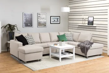 Crazy 5-sits Högervänd U-formad X-Large Soffa med Divan och Schäslong i Tyg - Beige - Möbler - Soffa - U-soffa