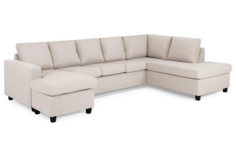 Crazy 5-sits Högervänd U-formad X-Large Soffa med Divan och Schäslong i Tyg - Beige - Möbler - Soffa - U-soffa