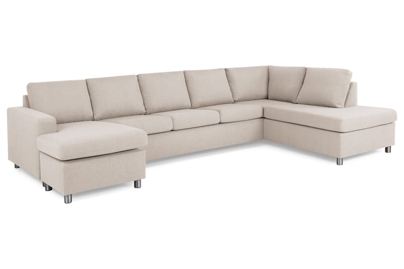Crazy 5-sits Högervänd U-formad X-Large Soffa med Divan och Schäslong i Tyg - Beige - Möbler - Soffa - U-soffa