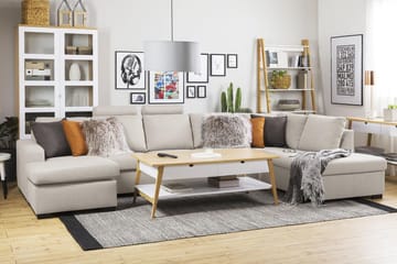 Crazy 5-sits Högervänd U-formad X-Large Soffa med Divan och Schäslong i Tyg - Beige - Möbler - Soffa - U-soffa