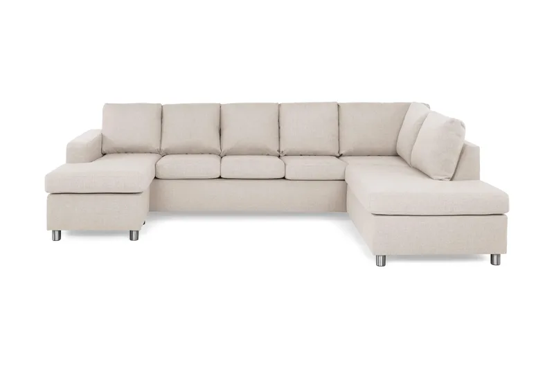 Crazy 5-sits Högervänd U-formad X-Large Soffa med Divan och Schäslong i Tyg - Beige - Möbler - Soffa - U-soffa