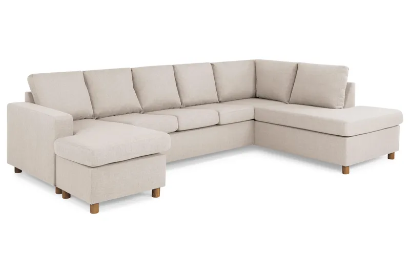 Crazy 5-sits Högervänd U-formad X-Large Soffa med Divan och Schäslong i Tyg - Beige - Möbler - Soffa - U-soffa