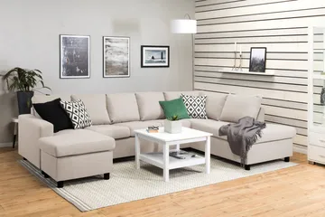 Crazy 5-sits Högervänd U-formad X-Large Soffa med Divan och Schäslong i Tyg - Beige - Möbler - Soffa - U-soffa
