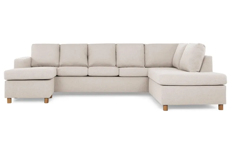 Crazy 5-sits Högervänd U-formad X-Large Soffa med Divan och Schäslong i Tyg - Beige - Möbler - Soffa - U-soffa