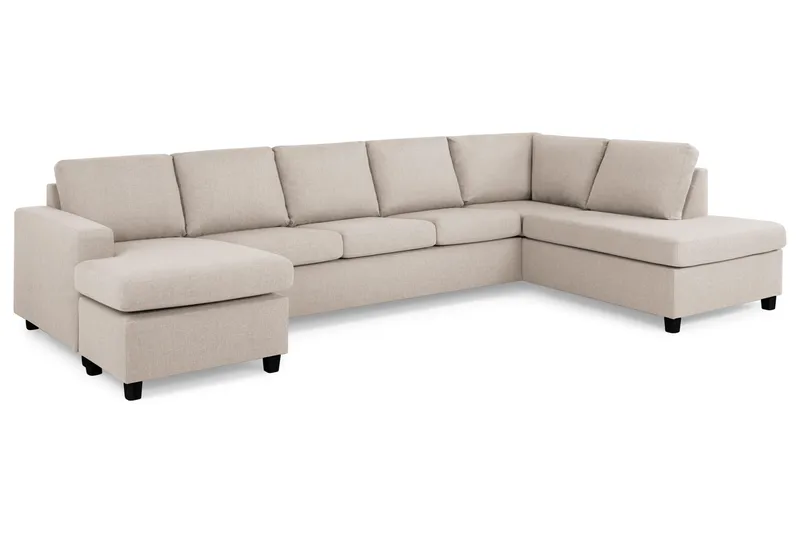 Crazy 5-sits Högervänd U-formad X-Large Soffa med Divan och Schäslong i Tyg - Beige - Möbler - Soffa - U-soffa