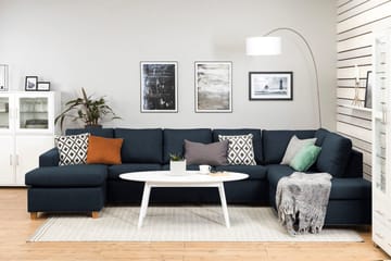 Crazy 5-sits Högervänd U-formad X-Large Soffa med Divan och Schäslong i Tyg - Blå - Möbler - Soffa - U-soffa