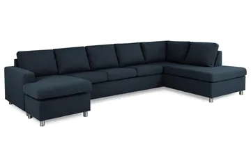 Crazy 5-sits Högervänd U-formad X-Large Soffa med Divan och Schäslong i Tyg - Blå - Möbler - Soffa - U-soffa