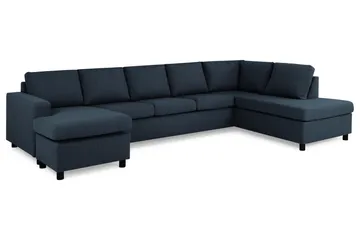 Crazy 5-sits Högervänd U-formad X-Large Soffa med Divan och Schäslong i Tyg - Blå - Möbler - Soffa - U-soffa