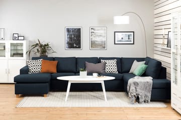 Crazy 5-sits Högervänd U-formad X-Large Soffa med Divan och Schäslong i Tyg - Blå - Möbler - Soffa - U-soffa