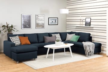 Crazy 5-sits Högervänd U-formad X-Large Soffa med Divan och Schäslong i Tyg - Blå - Möbler - Soffa - U-soffa
