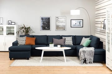 Crazy 5-sits Högervänd U-formad X-Large Soffa med Divan och Schäslong i Tyg - Blå - Möbler - Soffa - U-soffa