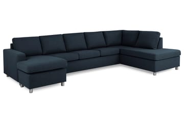 Crazy 5-sits Högervänd U-formad X-Large Soffa med Divan och Schäslong i Tyg - Blå - Möbler - Soffa - U-soffa