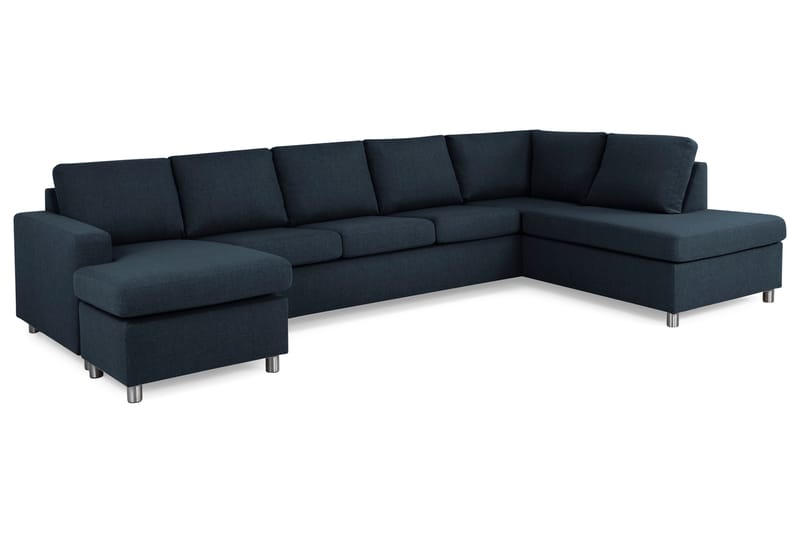 Crazy 5-sits Högervänd U-formad X-Large Soffa med Divan och Schäslong i Tyg - Blå - Möbler - Soffa - U-soffa