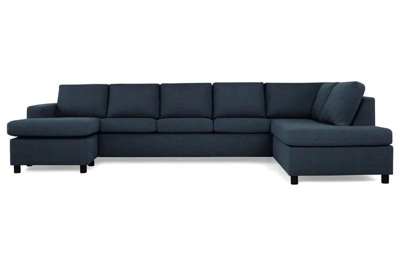 Crazy 5-sits Högervänd U-formad X-Large Soffa med Divan och Schäslong i Tyg - Blå - Möbler - Soffa - U-soffa