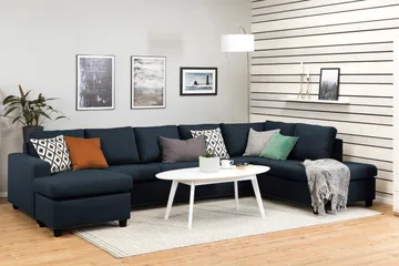 Crazy 5-sits Högervänd U-formad X-Large Soffa med Divan och Schäslong i Tyg - Blå - Möbler - Soffa - U-soffa