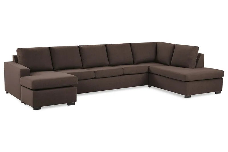 Crazy 5-sits Högervänd U-formad X-Large Soffa med Divan och Schäslong i Tyg - Brun - Möbler - Soffa - U-soffa