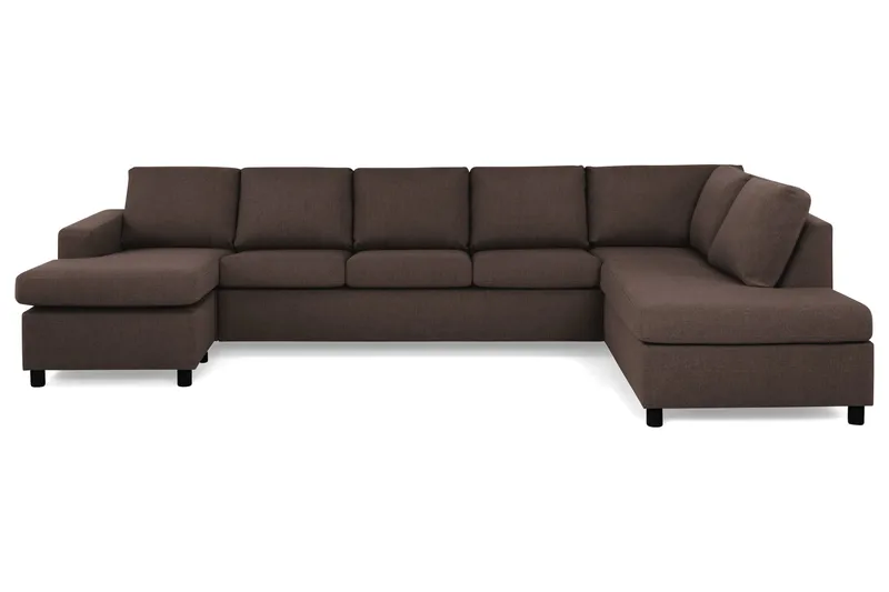Crazy 5-sits Högervänd U-formad X-Large Soffa med Divan och Schäslong i Tyg - Brun - Möbler - Soffa - U-soffa