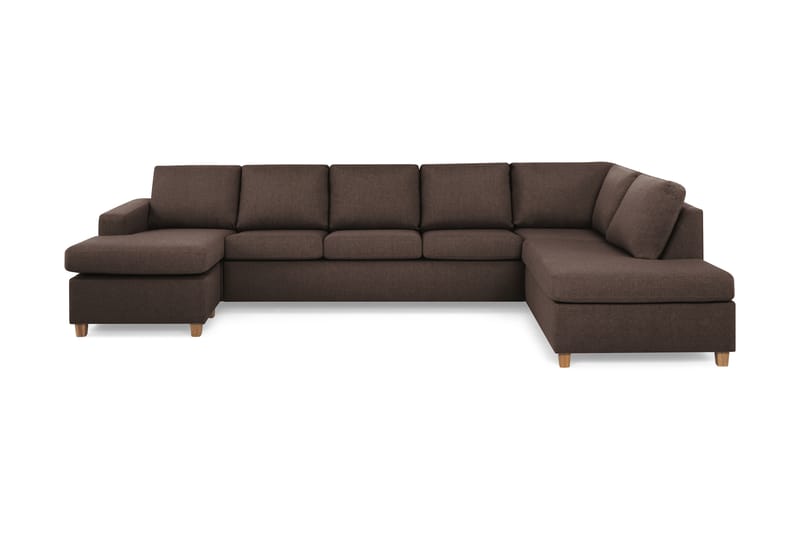 Crazy 5-sits Högervänd U-formad X-Large Soffa med Divan och Schäslong i Tyg - Brun - Möbler - Soffa - U-soffa
