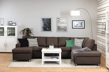 Crazy 5-sits Högervänd U-formad X-Large Soffa med Divan och Schäslong i Tyg - Brun - Möbler - Soffa - U-soffa