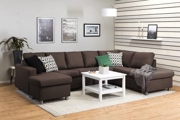 Crazy 5-sits Högervänd U-formad X-Large Soffa med Divan och Schäslong i Tyg - Brun - Möbler - Soffa - U-soffa