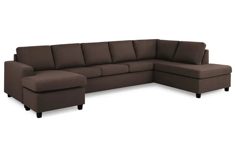 Crazy 5-sits Högervänd U-formad X-Large Soffa med Divan och Schäslong i Tyg - Brun - Möbler - Soffa - U-soffa