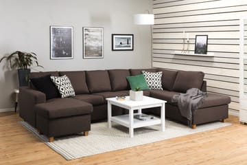 Crazy 5-sits Högervänd U-formad X-Large Soffa med Divan och Schäslong i Tyg - Brun - Möbler - Soffa - U-soffa