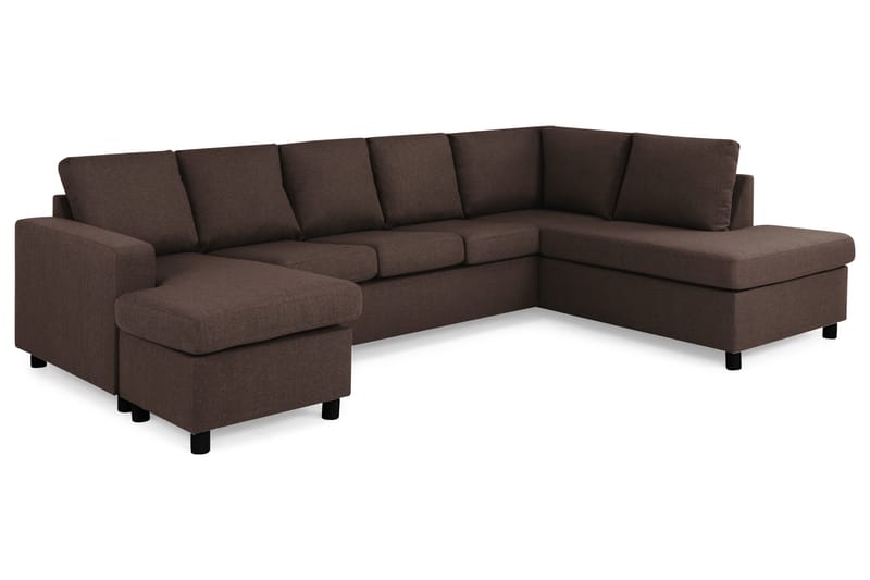Crazy 5-sits Högervänd U-formad X-Large Soffa med Divan och Schäslong i Tyg - Brun - Möbler - Soffa - U-soffa