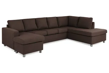 Crazy 5-sits Högervänd U-formad X-Large Soffa med Divan och Schäslong i Tyg - Brun - Möbler - Soffa - U-soffa