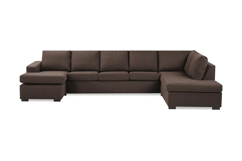 Crazy 5-sits Högervänd U-formad X-Large Soffa med Divan och Schäslong i Tyg - Brun - Möbler - Soffa - U-soffa
