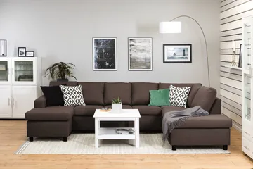 Crazy 5-sits Högervänd U-formad X-Large Soffa med Divan och Schäslong i Tyg - Brun - Möbler - Soffa - U-soffa