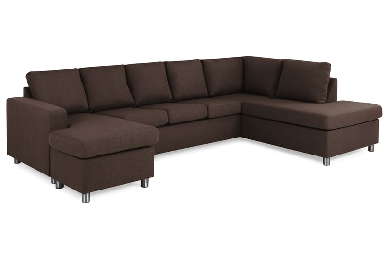 Crazy 5-sits Högervänd U-formad X-Large Soffa med Divan och Schäslong i Tyg - Brun - Möbler - Soffa - U-soffa