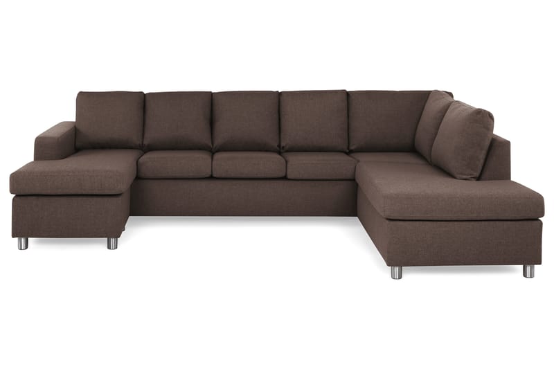 Crazy 5-sits Högervänd U-formad X-Large Soffa med Divan och Schäslong i Tyg - Brun - Möbler - Soffa - U-soffa