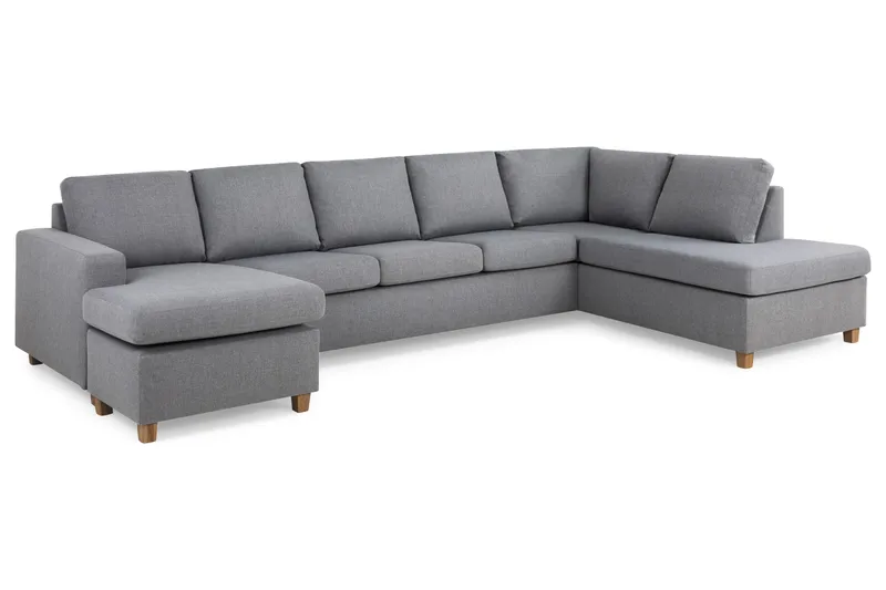 Crazy 5-sits Högervänd U-formad X-Large Soffa med Divan och Schäslong i Tyg - Grå - Möbler - Soffa - U-soffa