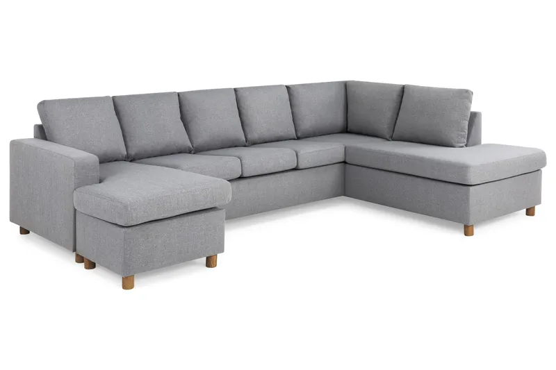 Crazy 5-sits Högervänd U-formad X-Large Soffa med Divan och Schäslong i Tyg - Grå - Möbler - Soffa - U-soffa
