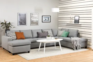 Crazy 5-sits Högervänd U-formad X-Large Soffa med Divan och Schäslong i Tyg - Grå - Möbler - Soffa - U-soffa