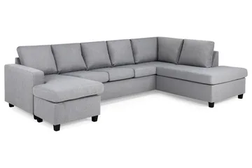 Crazy 5-sits Högervänd U-formad X-Large Soffa med Divan och Schäslong i Tyg - Grå - Möbler - Soffa - U-soffa