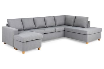 Crazy 5-sits Högervänd U-formad X-Large Soffa med Divan och Schäslong i Tyg - Grå - Möbler - Soffa - U-soffa