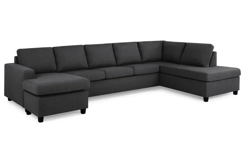 Crazy 5-sits Högervänd U-formad X-Large Soffa med Divan och Schäslong i Tyg - Mörkgrå - Möbler - Soffa - U-soffa