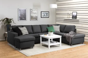 Crazy 5-sits Högervänd U-formad X-Large Soffa med Divan och Schäslong i Tyg - Mörkgrå - Möbler - Soffa - U-soffa