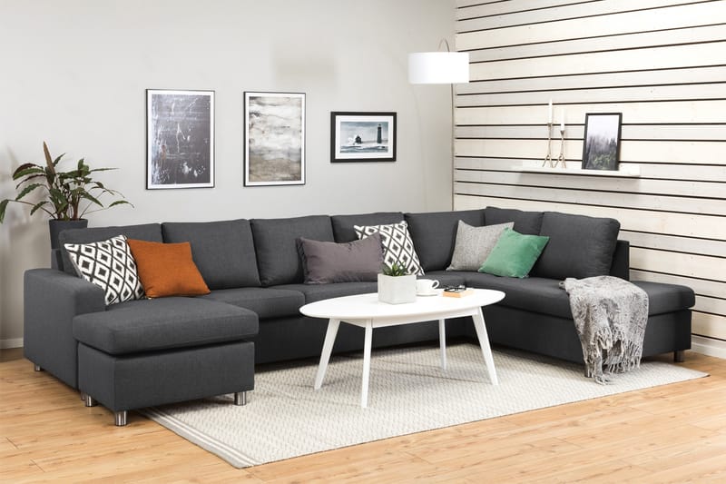 Crazy 5-sits Högervänd U-formad X-Large Soffa med Divan och Schäslong i Tyg - Mörkgrå - Möbler - Soffa - U-soffa