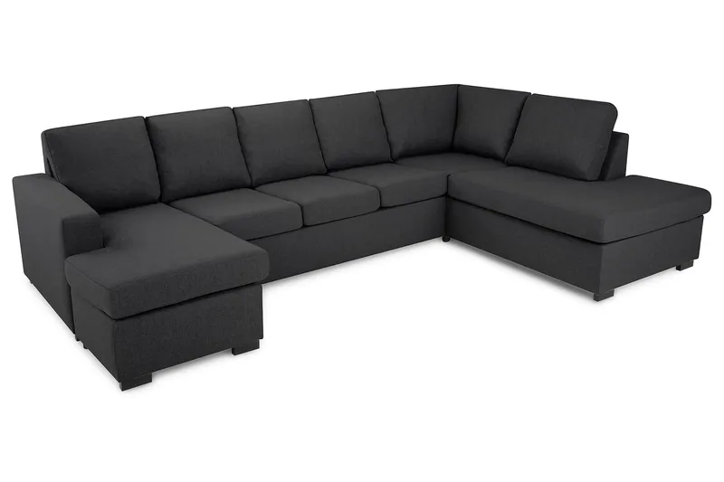 Crazy 5-sits Högervänd U-formad X-Large Soffa med Divan och Schäslong i Tyg - Mörkgrå - Möbler - Soffa - U-soffa
