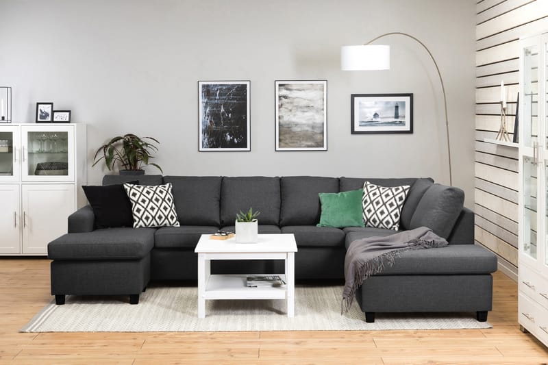 Crazy 5-sits Högervänd U-formad X-Large Soffa med Divan och Schäslong i Tyg - Mörkgrå - Möbler - Soffa - U-soffa