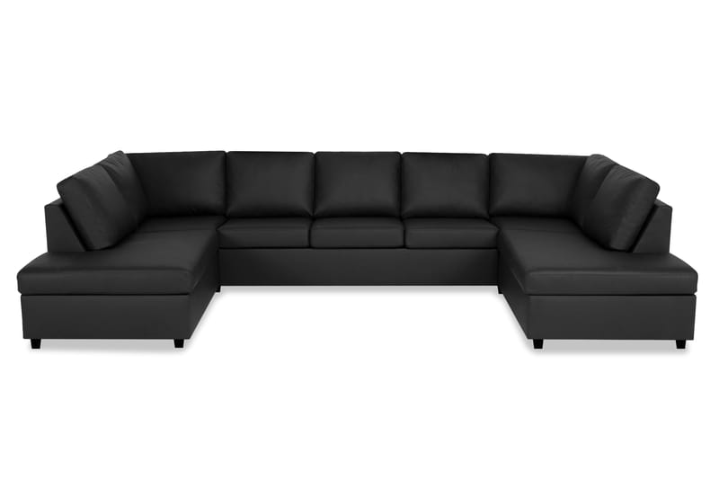 Crazy 5-sits U-formad Soffa med dubbelschäslong i Konstläder - Svart - Möbler - Soffa - U-soffa