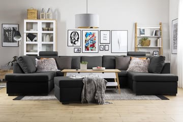 Crazy 5-sits U-formad Soffa med dubbelschäslong i Tyg - Antracit - Möbler - Soffa - U-soffa