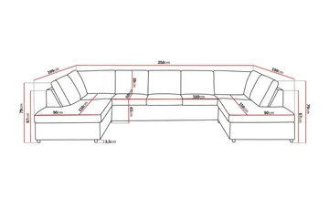 Crazy 5-sits U-formad Soffa med dubbelschäslong i Tyg - Antracit - Möbler - Soffa - U-soffa