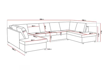 Crazy 5-sits U-formad Soffa med dubbelschäslong i Tyg - Antracit - Möbler - Soffa - U-soffa