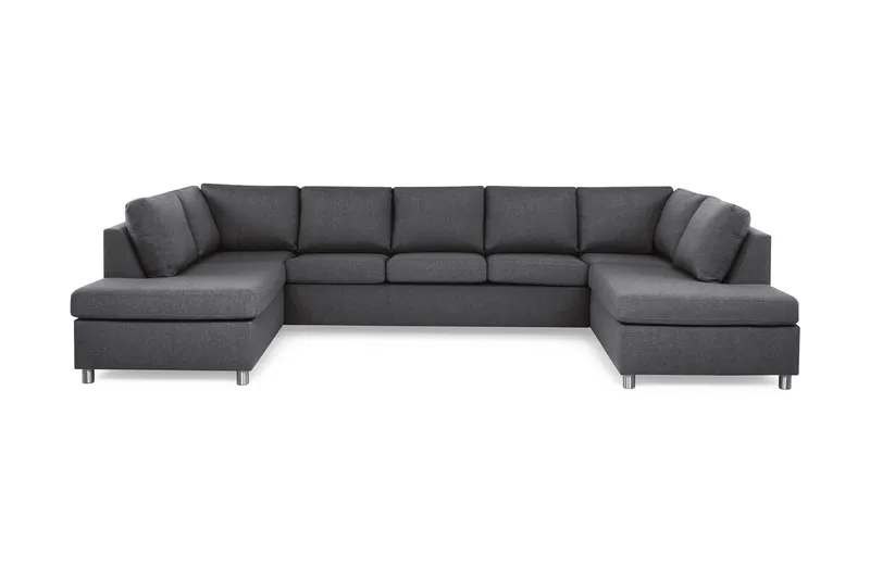 Crazy 5-sits U-formad Soffa med dubbelschäslong i Tyg - Mörkgrå - Möbler - Soffa - U-soffa