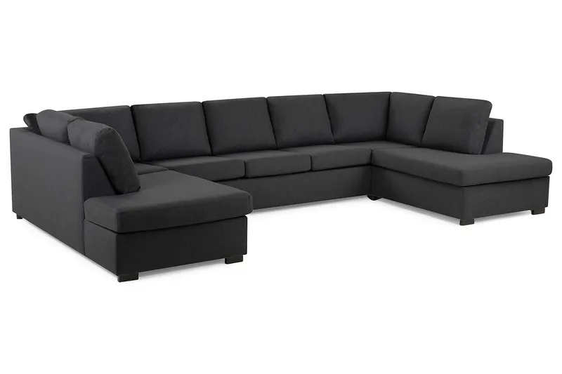 Crazy 5-sits U-formad Soffa med dubbelschäslong i Tyg - Mörkgrå - Möbler - Soffa - U-soffa