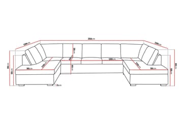 Crazy 5-sits U-formad Soffa med dubbelschäslong i Tyg - Mörkgrå - Möbler - Soffa - U-soffa